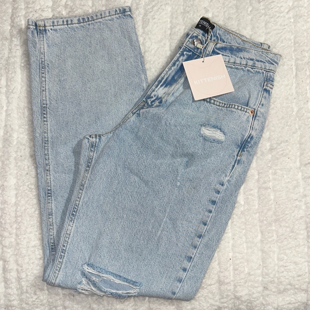 Kittenish Light Blue Distressed Boyfriend Jeans